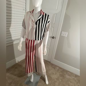 Vilagallo Monica Striped Shirt and Pants, NWOT, Shirt Size 38, Pants Size 42